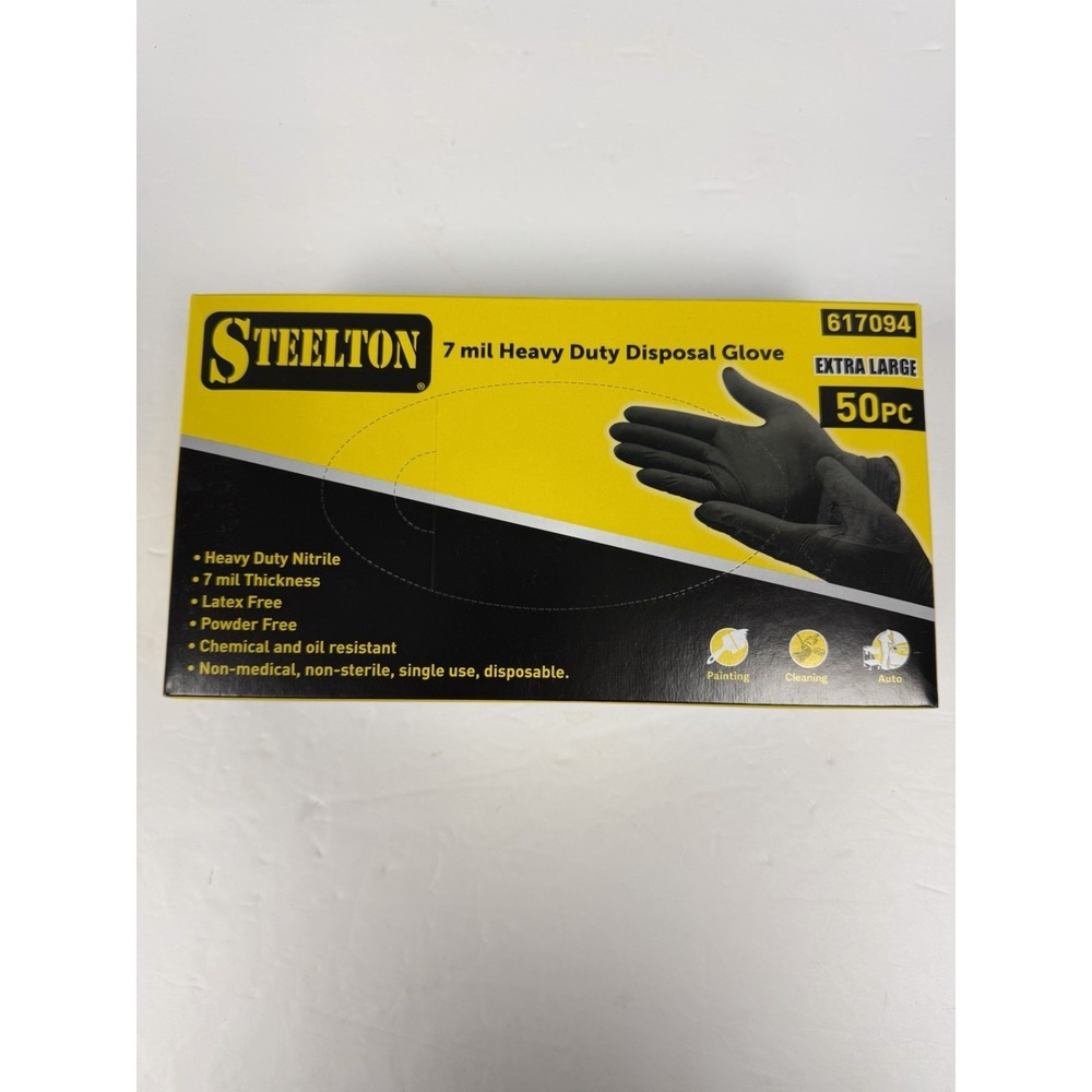 Steelton Heavy Duty Disposal Gloves 50 Piece Extra Large 7 Mil Thick Latex